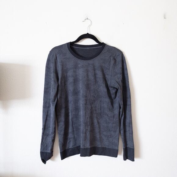 LULULEMON Swiftly Breathe Long Sleeve Top in Vented Camo Black Asphalt - Picture 2 of 6